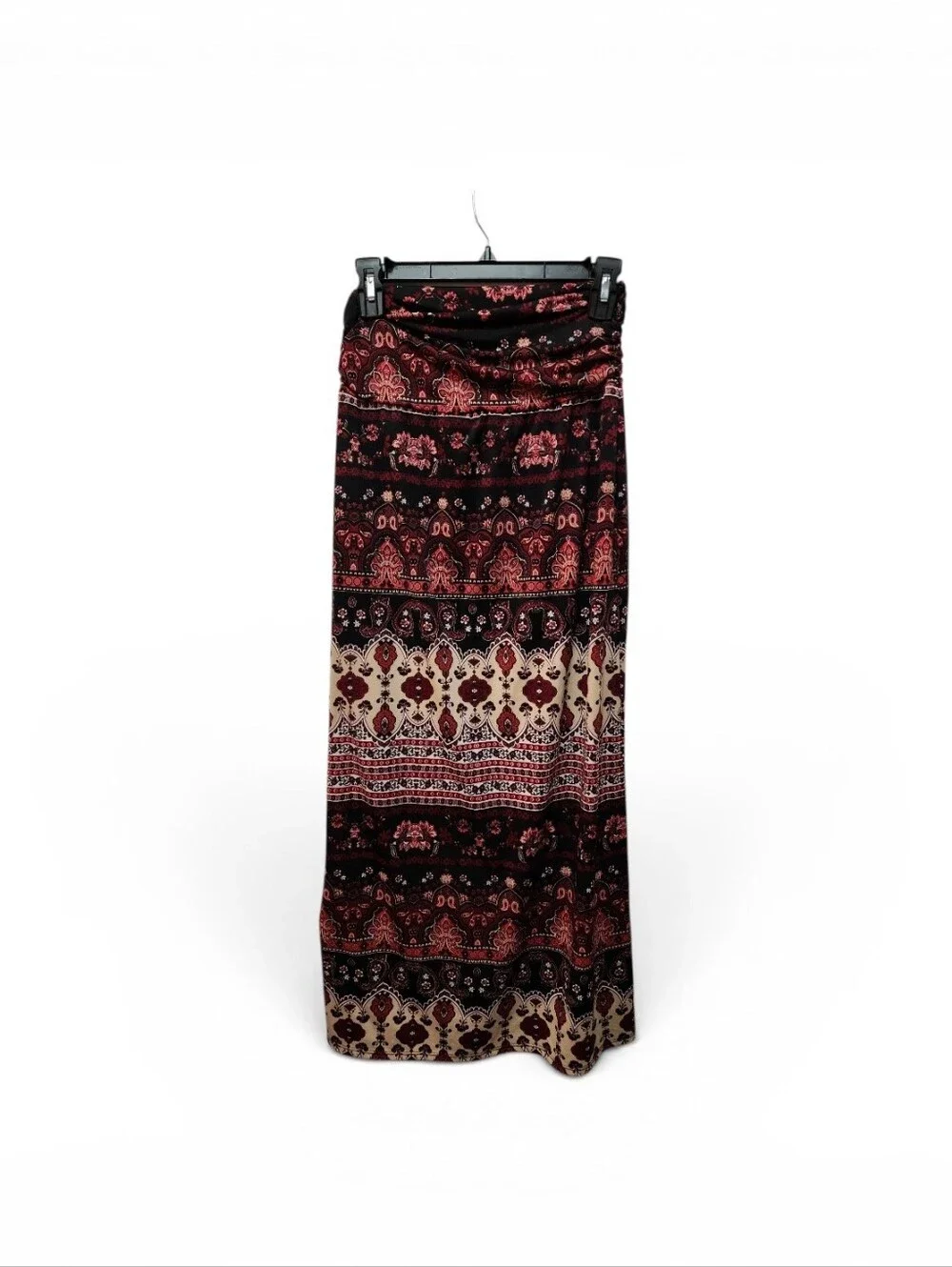 AB Studio Red and Black Printed Maxi Skirt Size Small
